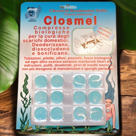 Closmel - elimină mirosurile neplăcute din orice tip de sistem de drenaj și canalizare, 12 comprimate